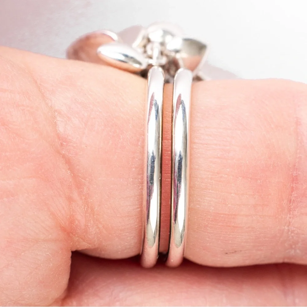 Vintage statement ring heart cluster sterling silver 8 - Picture 10 of 16